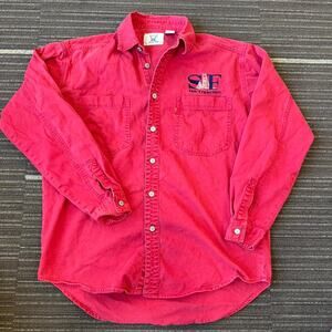 Red button-down San Francisco S.T. Collection shirt with a relaxed fit